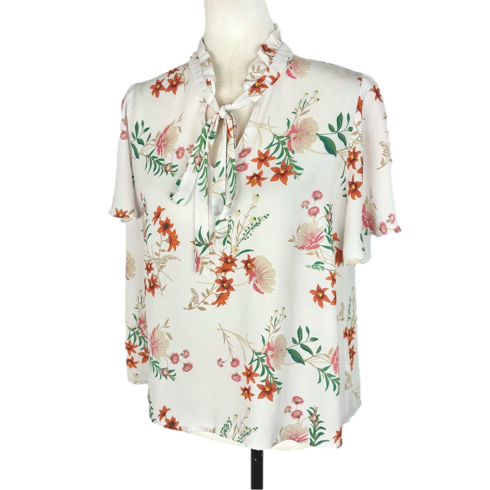 DNA off-white floral high-neck blouse